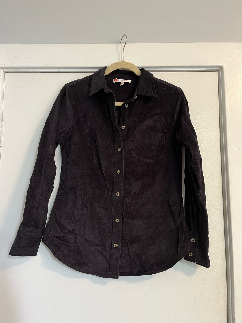 Jude Connally black purple Button-Down Shirt corduroy small
